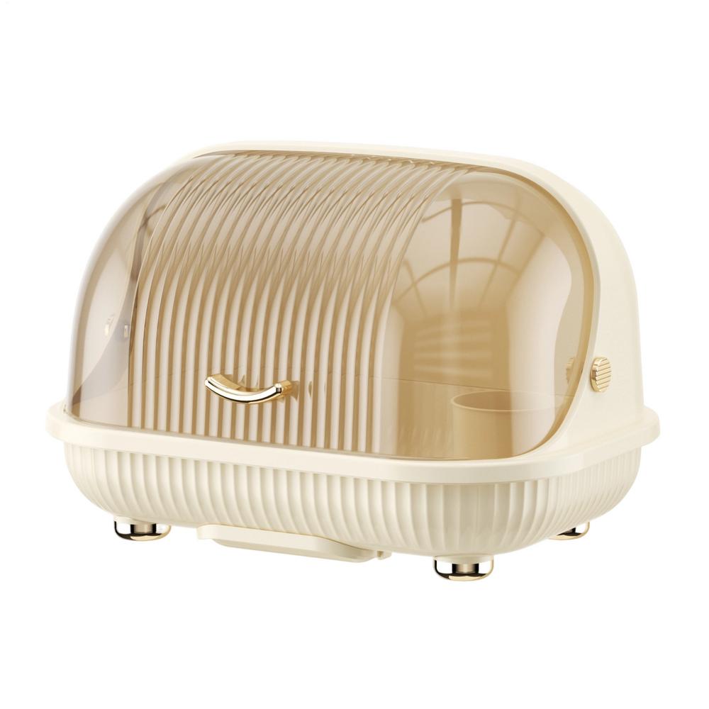 Dish Drying Rack Transparent Top Dust Prevention Kitchen Dish Drying Container for Cultlery Bowl Tea Cup Nursing Bottle Dinner