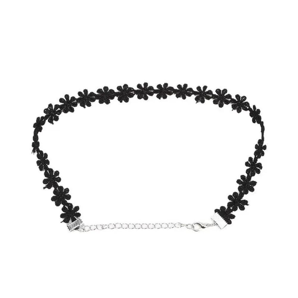 6Pcs/Set Adjustable Lace Chokers Black Color Punk Necklace Gothic Elastic Necklace  Costume Party