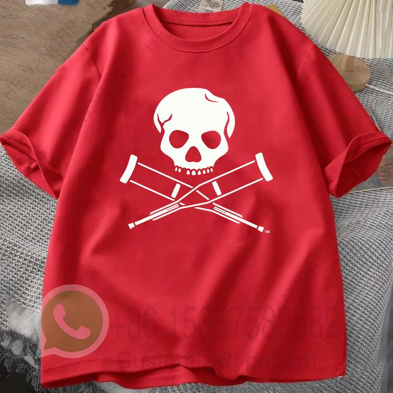 Skull Crutches TShirt Summer Mens Tracksuit Harajuku Pullover Round Neck Shortsleeved Top Cotton Sweatshirt Casual Sportswear