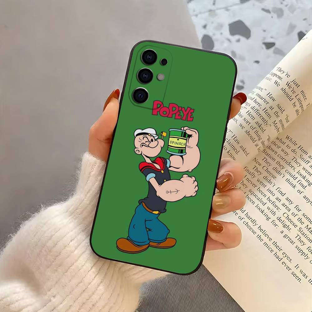 Cartoon funny P-Popeye-es Phone Case For Samsung S25,S24,S21,S22,S23,S30,Ultra,S20,Plus,Fe,Soft Silicone Black Cover