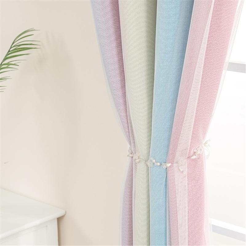 Double Layers Ombres Sheer Curtains With Star Pattern Rainbow Color Changing Window Treatments for Interior Designs