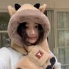 New Bear Hat Winter Cute Warmth Thickened Scarf Integrated Ear Protection Hat Three Piece Set Riding Cold Imitation Rabbit Hair