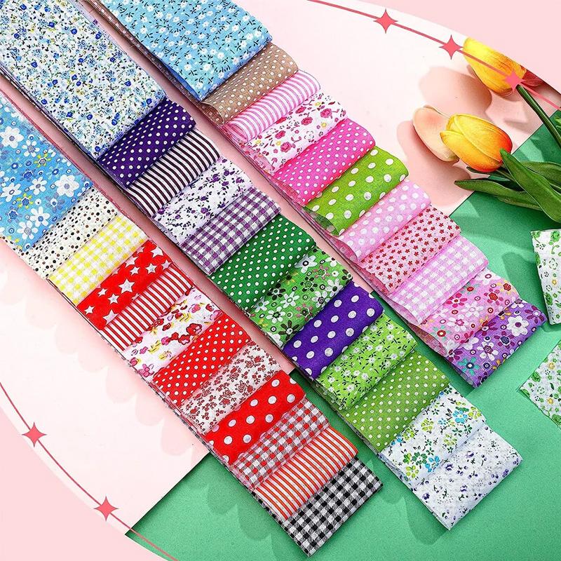 40Pcs Printed Colorful Patchwork Roll DIY & Quilt Beginners Fabric Strips 6.3x50CM Polka Dot Series Cotton Fabric