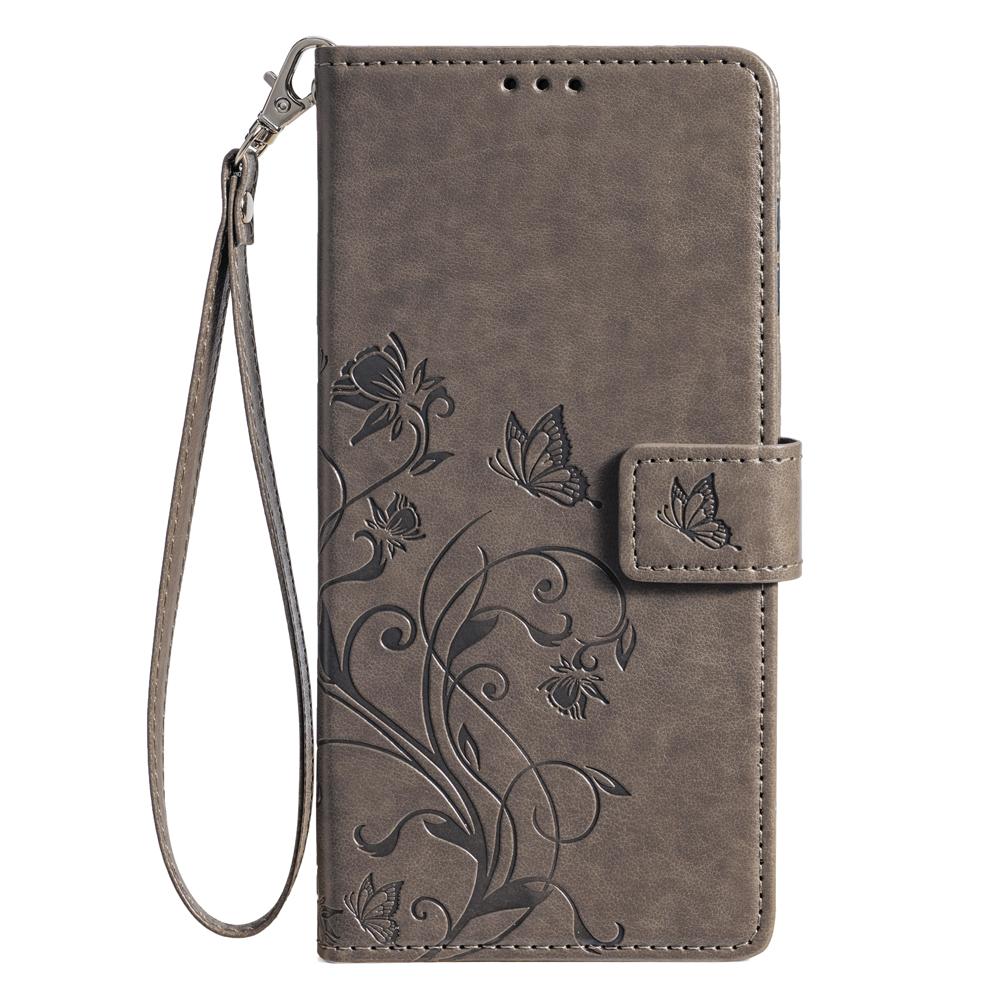 For Honor 90 Case Butterfly Flower PU Leather Stand Phone Cover with Wrist Strap Card Slots
