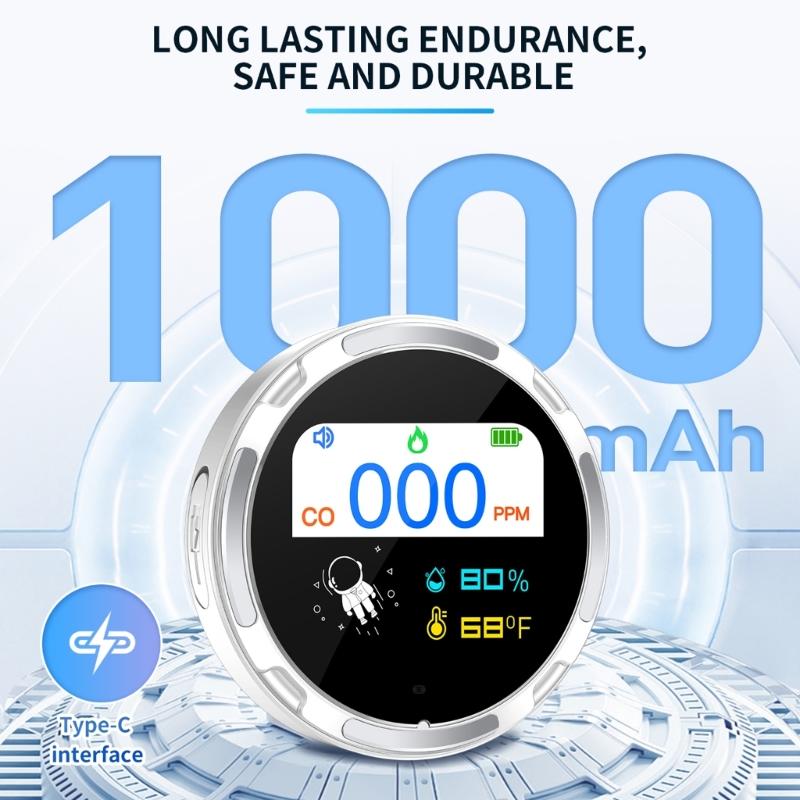 Intelligent Carbon Monoxide Tester Customizable Warning Level Visual Audible Alarms Portable Design For Multiple Environment