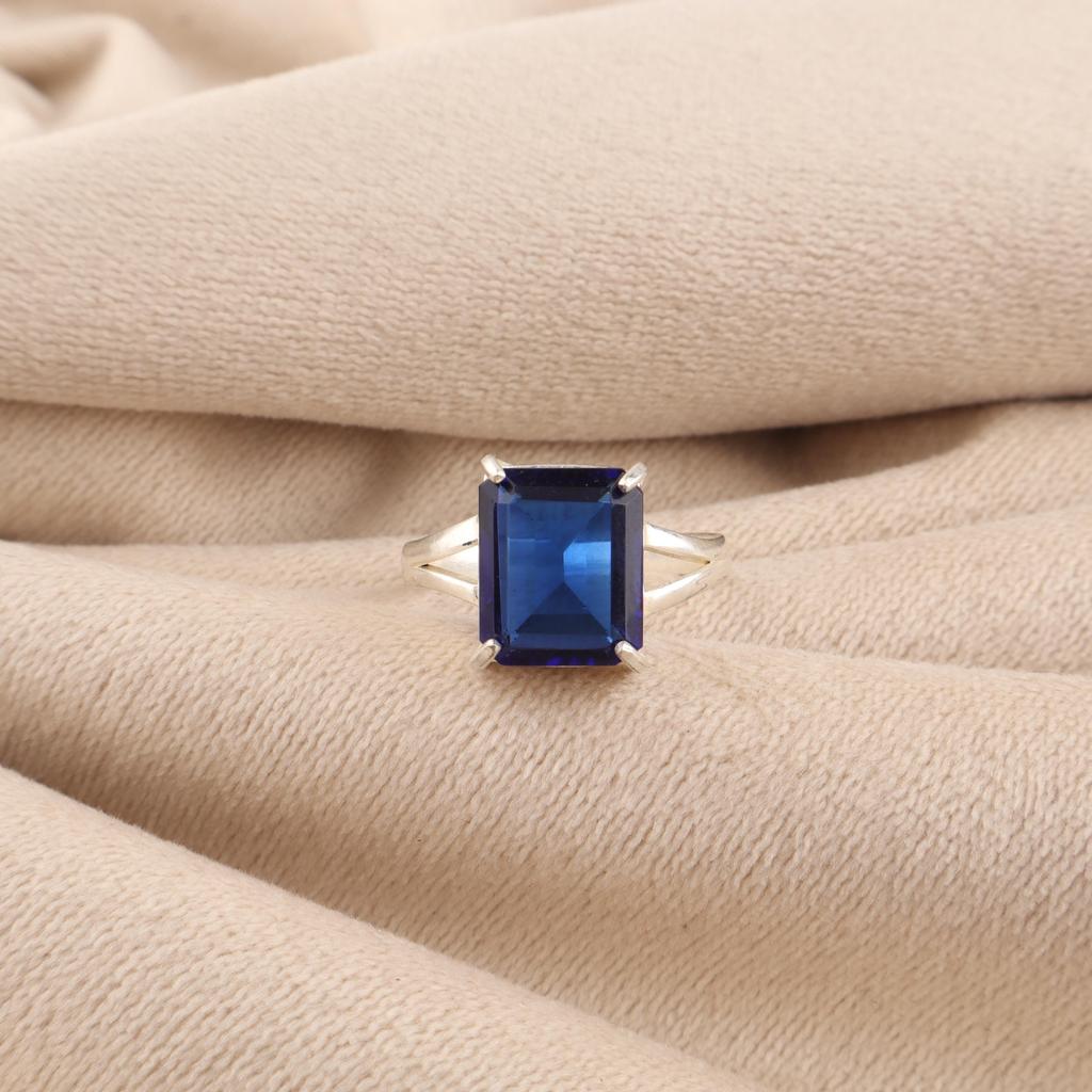 Blue Sapphire Gemstone 925 Sterling Silver Handmade Jewelry pretty Ring For Valentine's Gift RR-86-8