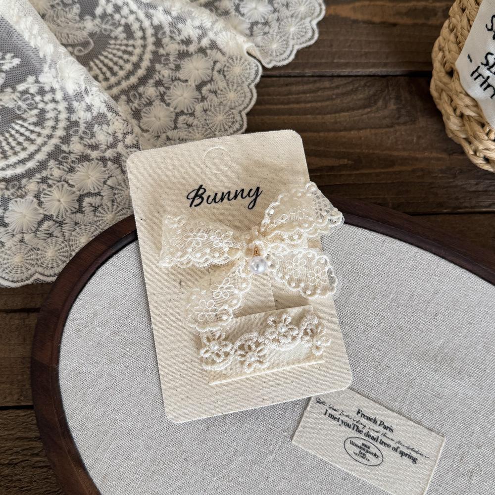 Apricot Lace Bow Hairpin Cute Rabbit Love Hair Accessories Sweet French Headwear Girls Kids Hair Accessories