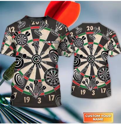 New 3D Printed Darts Men's Name Darts Team Summer Short Sleeve Top Fashion Round Neck