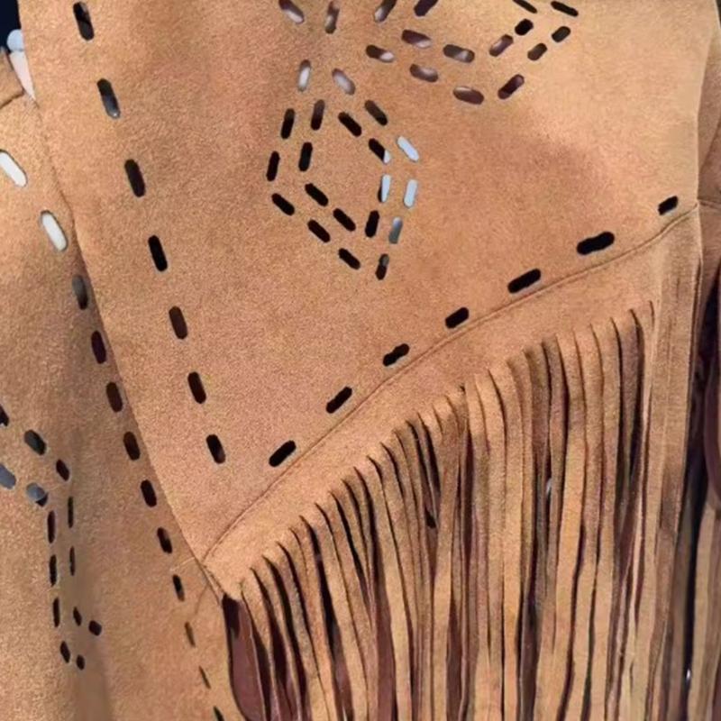 Bohemian Fringe Vest Women's Stylish Outerwear Soft Polyester Cowgirl Western Costume For Everyday Wear