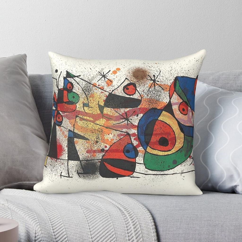 Joan Mir Surrealismus Quadratisches Kissenbezug Polyester Leinen Samt Bedruckt Reißverschluss Dekoration Kissenbezug Bett