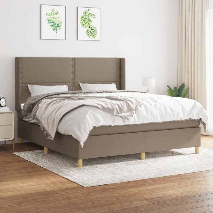 Sommier à lattes avec matelas - Maison Exclusive - 180x200 cm - Tête de lit réglable - Taupe