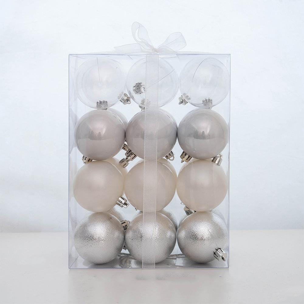 24pcs/set 6cm Christmas Hanging Ball Shatterproof Colorful Christmas Baubles Plastic Electroplated Xmas Tree Ornaments