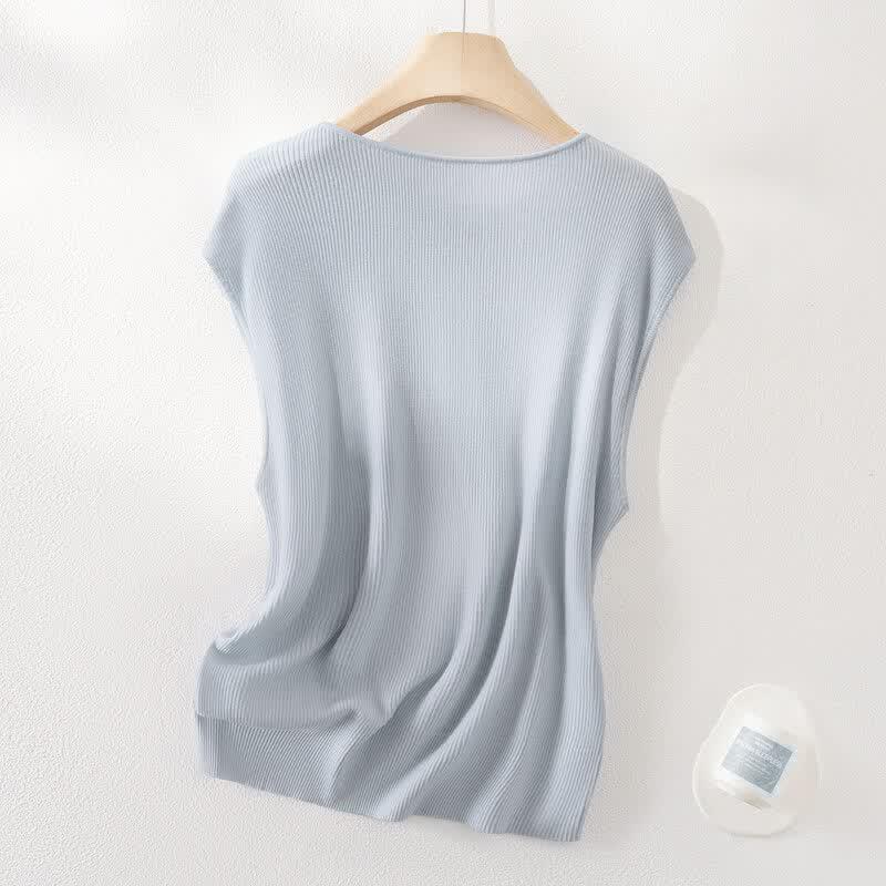 IHIMI Women's Silk-Blend Tencel Sleeveless Knit Top