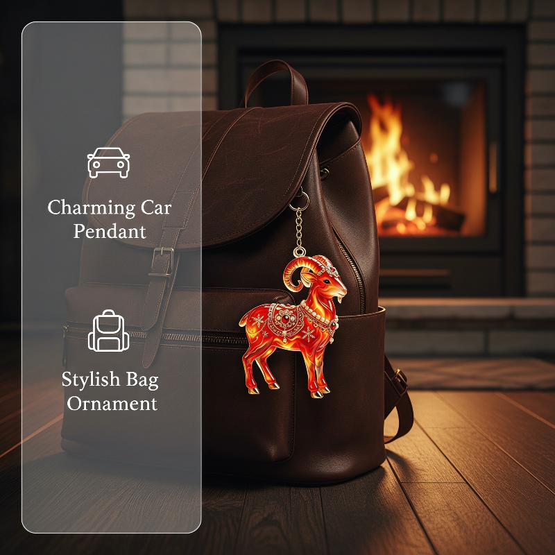 -2D Acrylic Goat Christmas Tree Pendants Cute Animal Sheep Hanging Ornaments For Xmas Tree Decor Party Supplies New Year Gifts 7