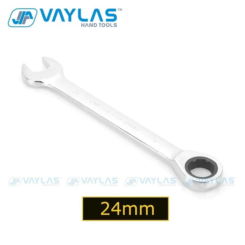 24mm Ratchet Wrench Spanner Fixed Head Mirror Polish 72T Ratcheting High Torque Multitool