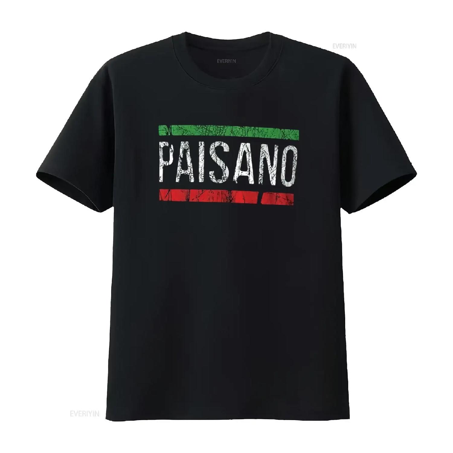 

Mens Paisano Italian Dad Grandpa Nonno Paisan Italy Flag Sicilian T Shirt Black L vintage Washed Unisex Versatile S чёрный