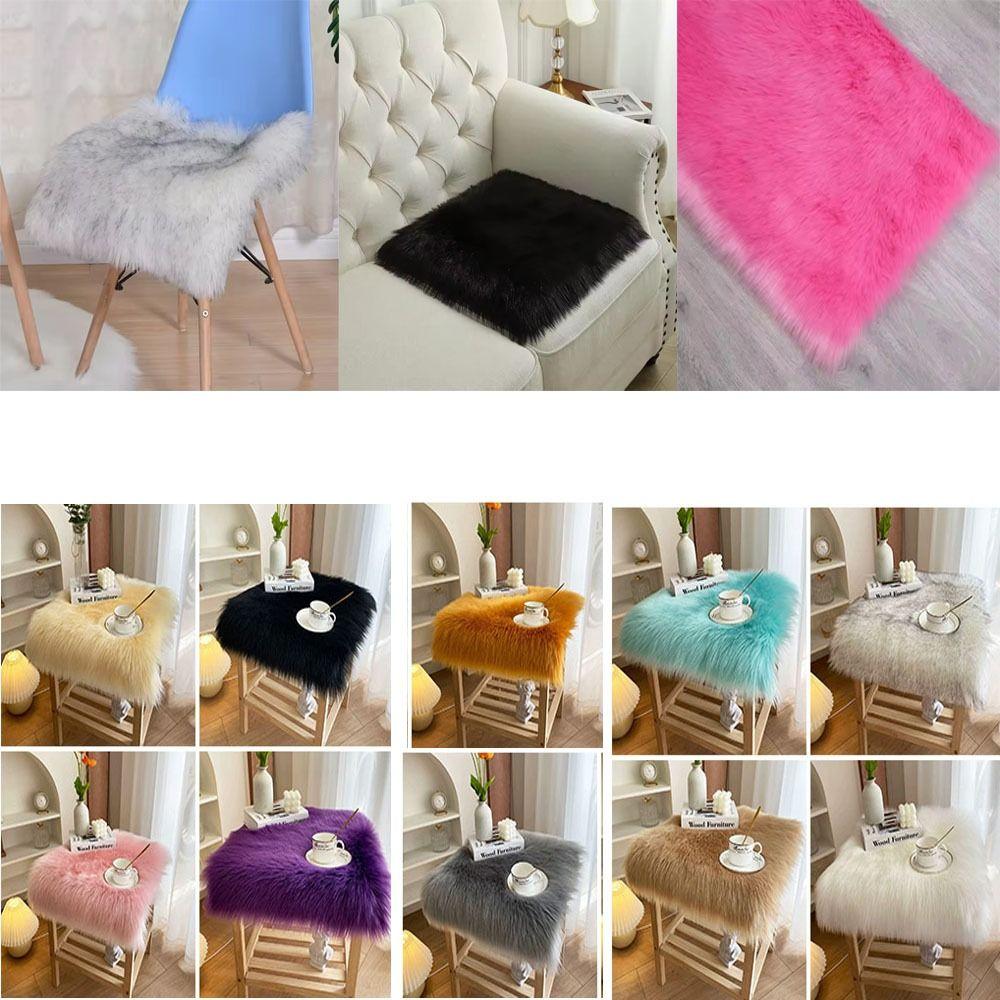 Fluffy Display Dressing Table Mat 45*45cm Shaggy Fur Rugs Sofa Pillow Cushion Chair Cover
