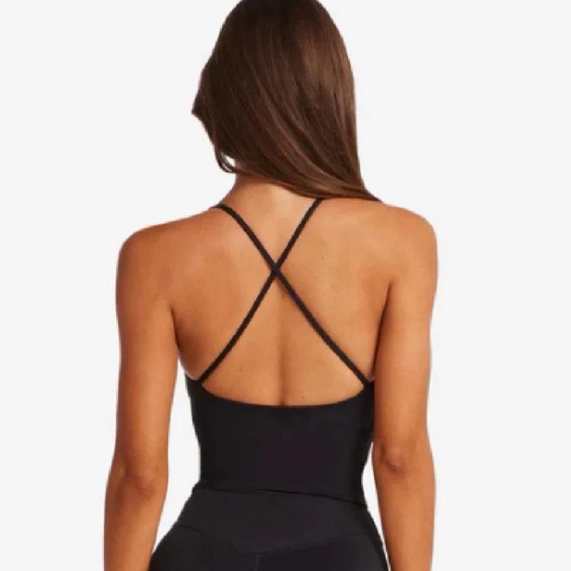 European & American Nude Feel Strap Yoga Set: Tummy Control & Hip Lift Cami with Tight-Fit Sports Pants