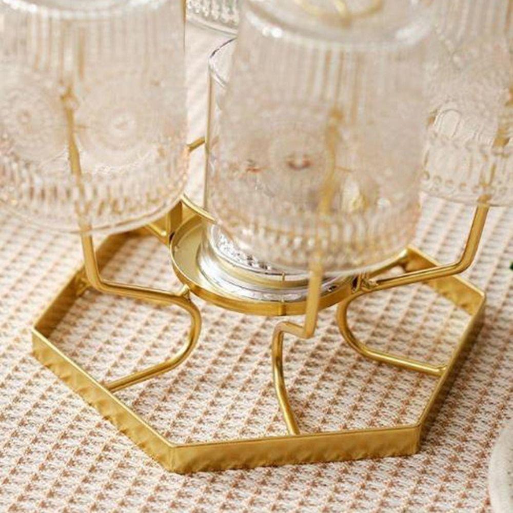 Iron Water Cup Drying Rack Gold/Black Glass Cup Drain Holder Durable Tea Cup Holder for Home