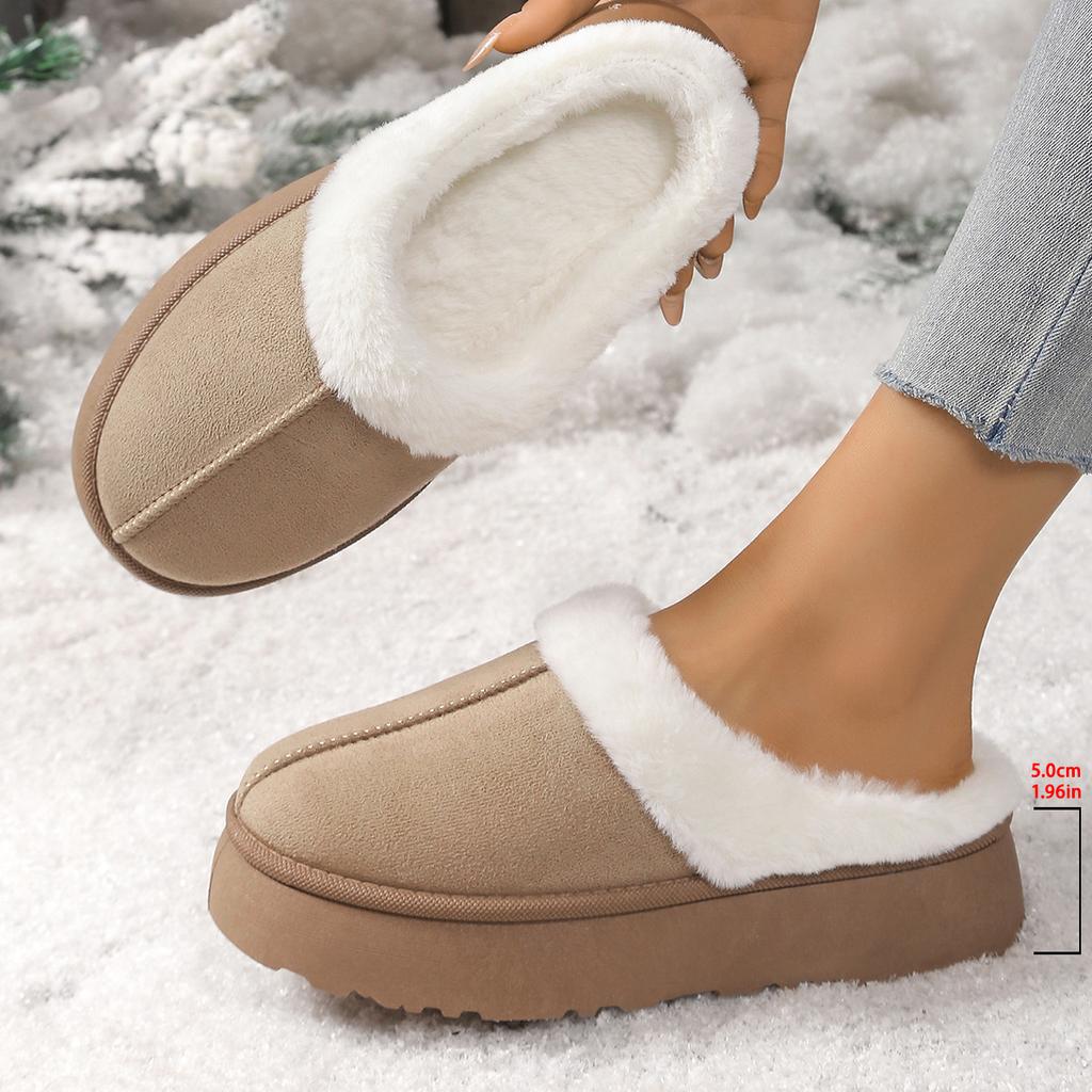 Cotton slippers women's autumn and winter new thick-soled comfortable home warm half a pack of snow boots couple wear wool shoes