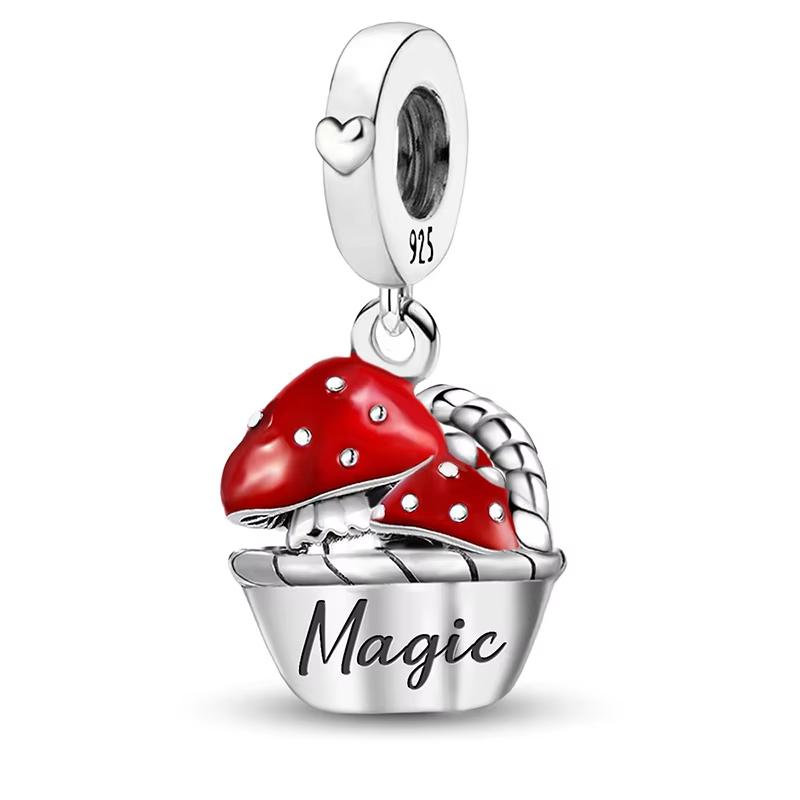 925 Silver Mushroom Cat Owl Puppy Charms Beads For DIY Bracelet Bangle Making High Quality Jewelry Gift