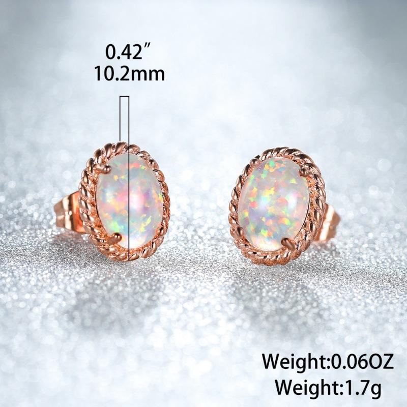 Twist Oval Opal Stud Earrings Versatile Vintage Versatile Earrings