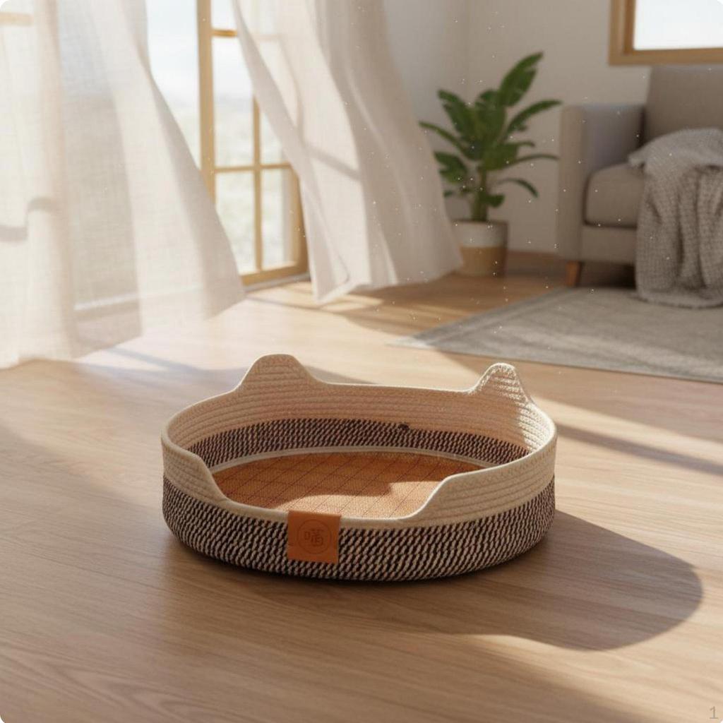 Cat Sofa Lounger Washable Woven Bed Basket Breathable Pet Supplies for Cats, Small Dogs M Light