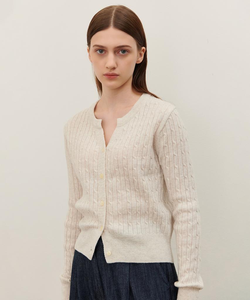 Camino Cable Knit Slit (Cream)