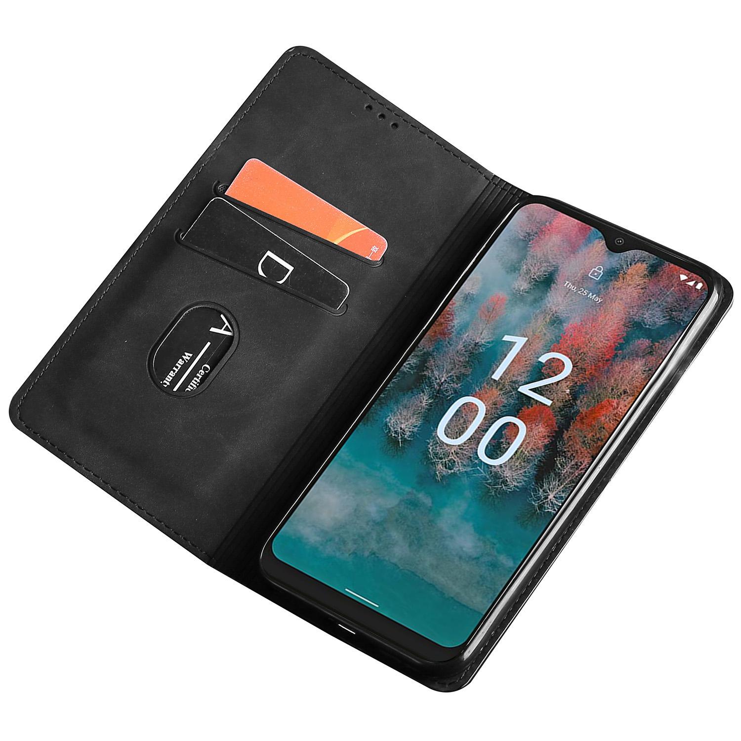 

For Nokia G42 Case Skin-touch Flip Stand PU Leather Smart Phone Cover with Card Slots Black