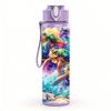 1PC Vibrant Color Splash Fantasy Print 750ml Color Plastic Sports Water Bottle Leakproof Flip Straw Lid Suitable for Sports Office Home Use