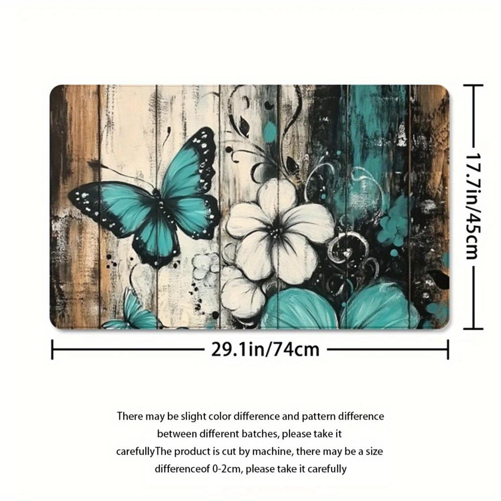1/4Pcs Bathroom Shower Curtain Set Teal Butterfly  Print Bathroom Curtain With 12 Hooks Non Slip Rugs Toilet Cover Mat Bathroom Partition