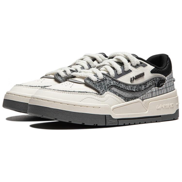 Li Ning 001 BTC Slip Resistant Cushioning Abrasion Resistant Support Low top Skateboard Shoes Women's White Black AGCU086-1