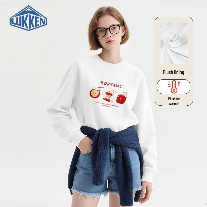 

LUKKEN Women s Fleece-lined Oversized Apple Graphic Sweatshirt XL