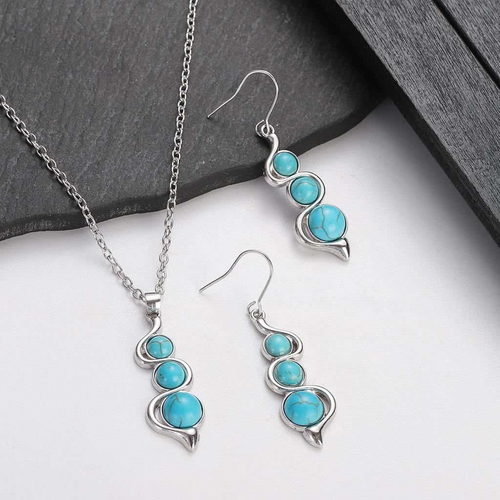 Boho Etnické Inkrustované Tyrkysy Kulaté Kapkové Zirkonové Sady Dámské Měděné Barvy Dlouhé Výrazné Přívěsky Náhrdelníky Bijoux