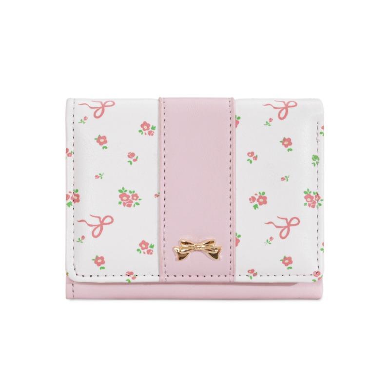 

Broken flower bow~ wallet women s simple short women s wallet 30% off student Japanese-style financial cloth urse рожевий
