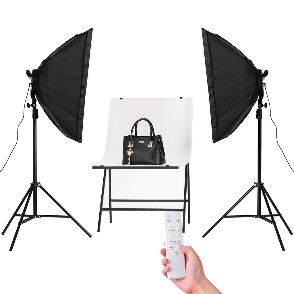 Andoer Professional Studio Photography Softbox LED Light Kit Including 50*70cm Softboxes * 2 + 45W