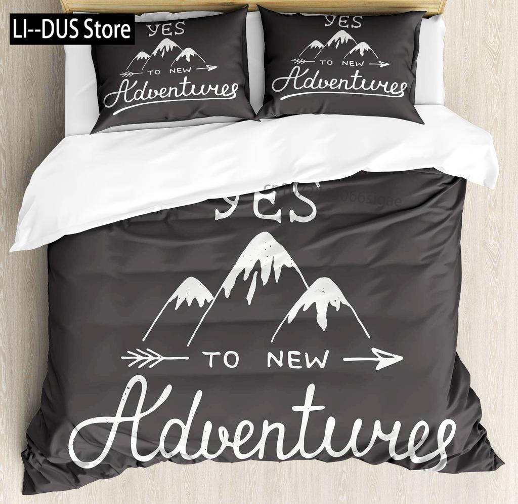 Mountains Duvet Cover Set, Decorative 3 Piece Bedding Set with 2 Pillow Shams, King Queen Full Size, Bedroom Decor Quilt Cover