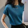 Bright Silk Knitted Short Sleeved Women's Ice Silk Short Sleeved Thin Knit Sweater Fashionable Versatile Loose Top Temperament Small Shirt
