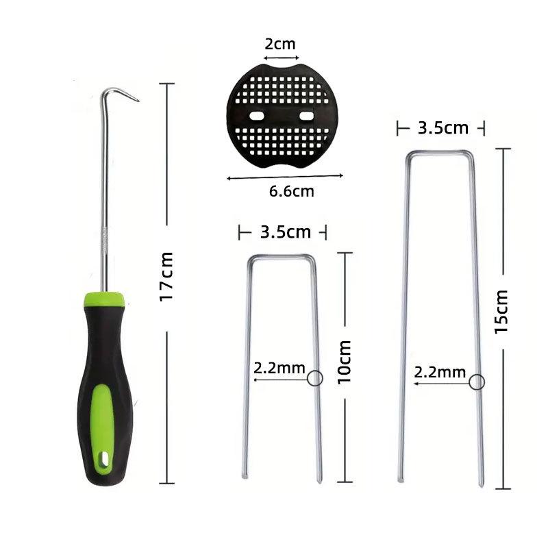 Galvanized U-Shaped Ground Nail with 15cm Plastic Washer - Windproof Lawn, Tent, and Weed Barrier Fixing Nail