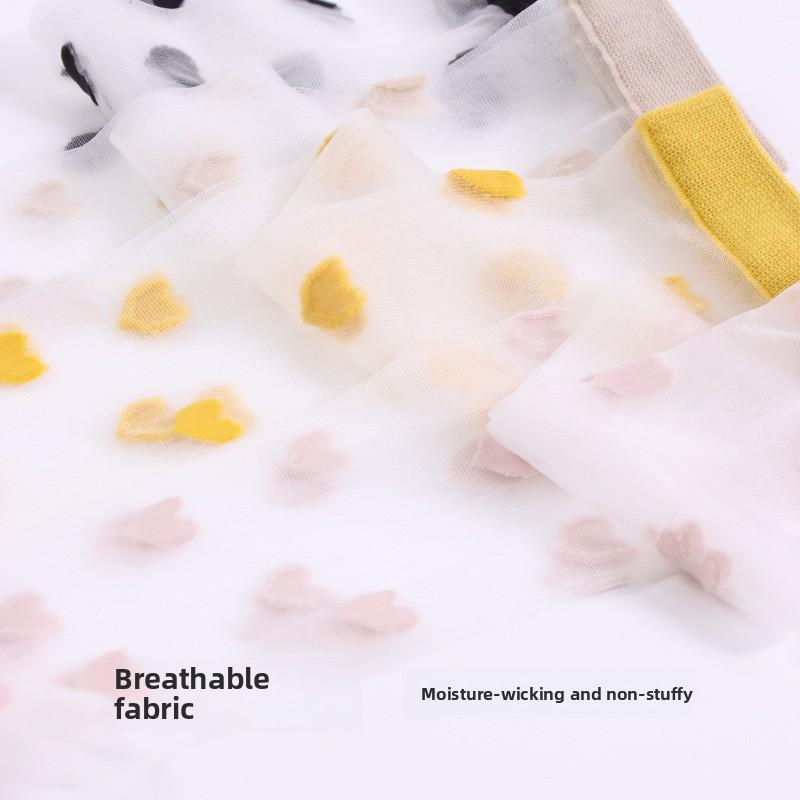 5 Pairs Women's Spring and Summer Stockings In The Tube Love Jacquard Transparent Stockings Glass Silk Stockings for Women