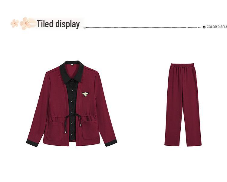 Spring 2025 Casual Suit for 50-Year-Old Women: Two-Piece Sporty Set for Middle-Aged and Elderly Moms