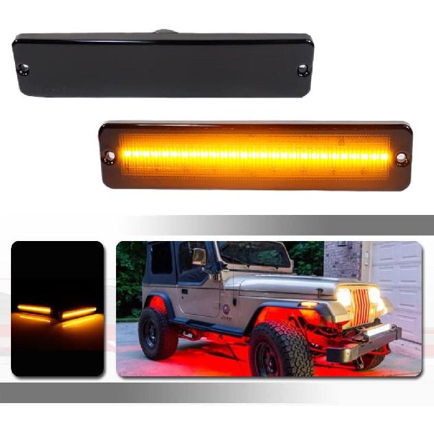 For 1987 1988 1989 1990 1991 1992 1993 1994 1995 Jeep Wrangler YJ Fender Front Bumper Passenger Side Marker lights White LED