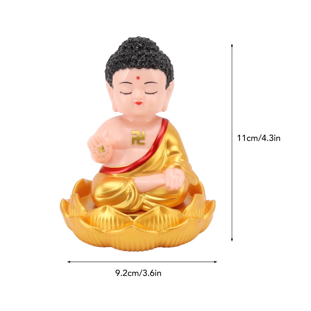 Buddha Ornament Solar Powered Light Energy Sensing Auto Nod Buddha Decoration for Home Car