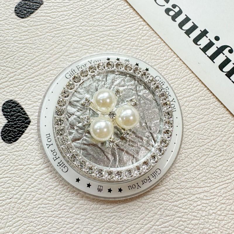 

Pearl Flower Water Diamond Round Phone Airbag Bracket Solid Color Premium Women s Desktop Lazy Grip Support Frame