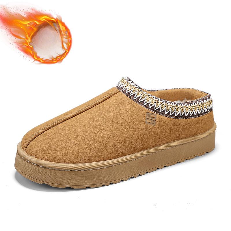 

Мужские зимние теплые тапочки из искусственной замши, мини-сапоги на платформе, короткие нескользящие ботинки до щиколотки для мужчин, кроссовки с меховой флисовой подкладкой для дома и улицы 44-45