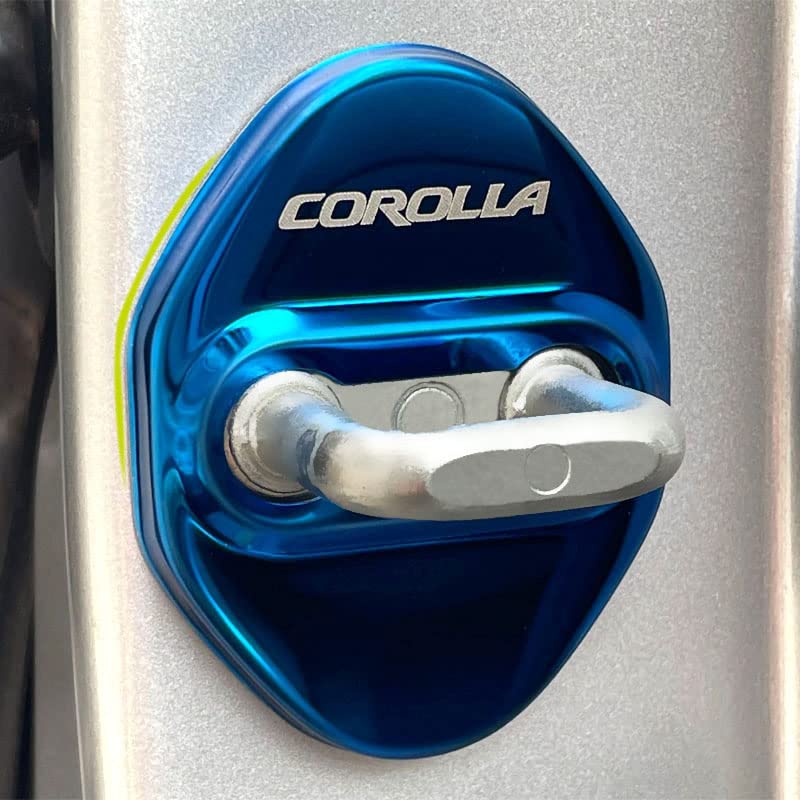

Toyota Corolla 210 Series Striker Cover Door Lock Cover Plated Accessories Interior Parts Mirror Stainless Steel 4PCS Compatible with Corolla [Blue]