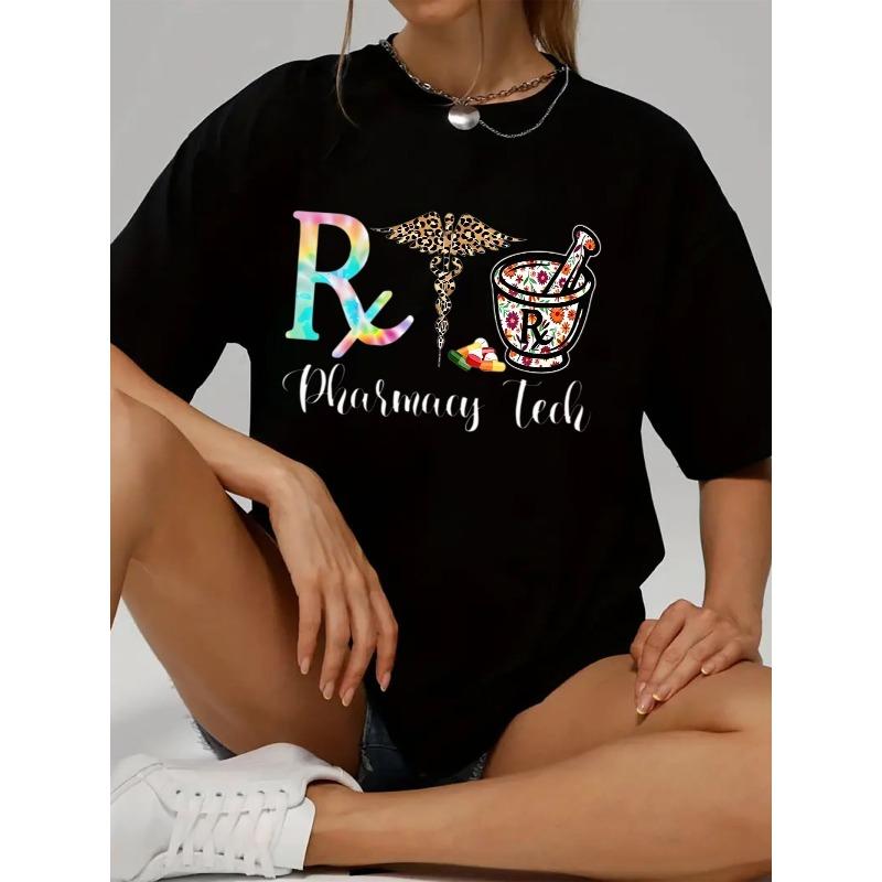 Europäische Größe Damen Freizeit Kurzarm T-Shirt 1 Stück - Bequemer Rundhalsausschnitt, Weiche Niedliche T-Shirts Oberteile