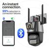 ABUO-Outdoor PTZ Camera 9MP 4K HD 8X Hybrid Zoom Triple Lens Dual Screen Wifi IP Camera Alarm CCTV Surveillance EU-Plug Easy To