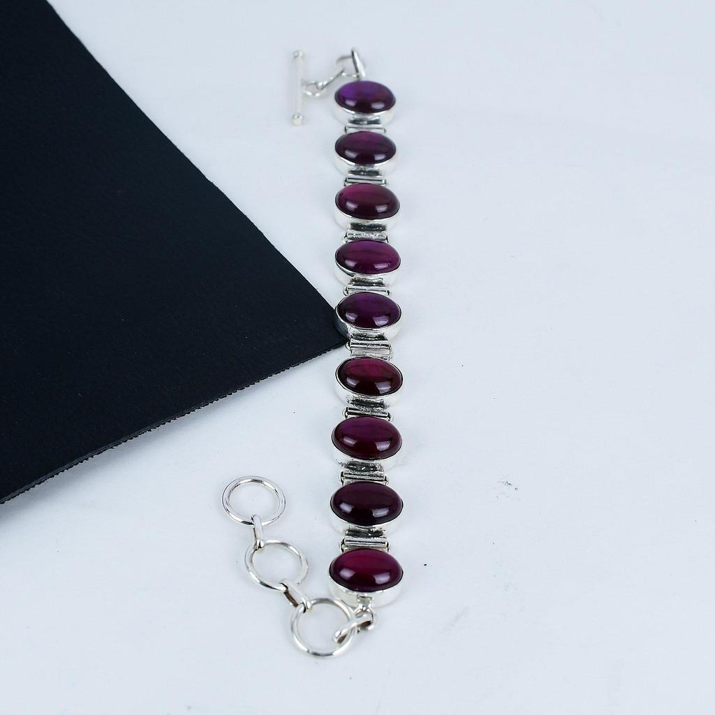 Natural Pink Flash Labradorite Gemstone Handmade 925 Sterling Silver Bracelet, Pink Flash Labradorite Bracelet For Wife , Unisex Bracelet Gift