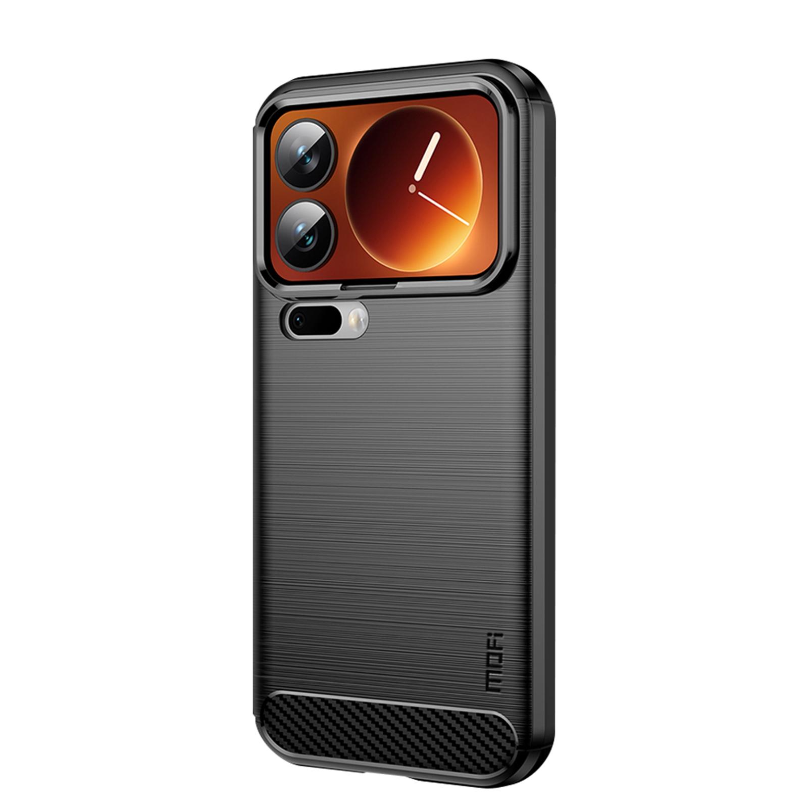 

For Xiaomi 17 Pro Max Back Cover MOFI Brushed Texture Carbon Fiber Soft TPU Case